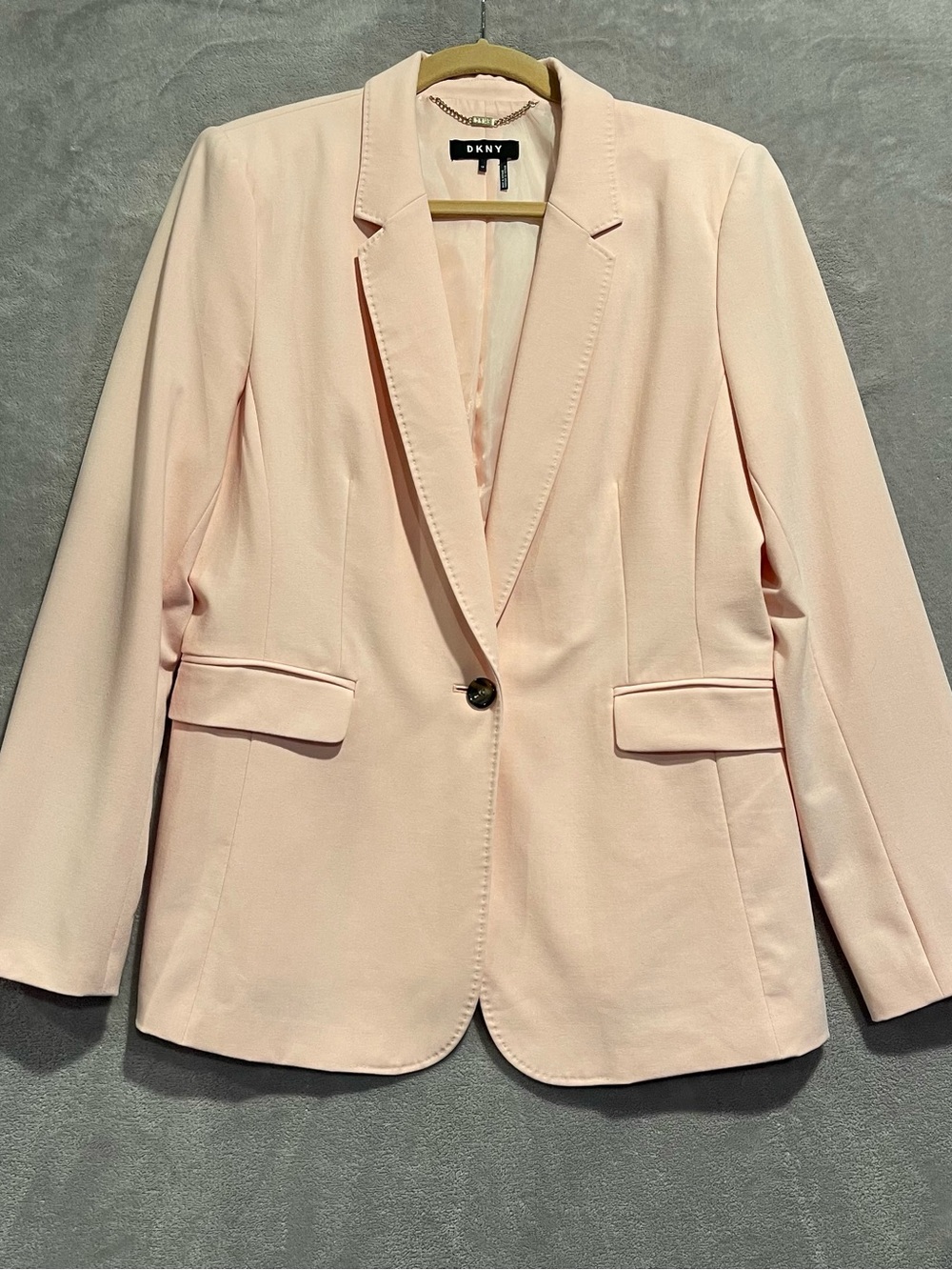 DKNY Pale Pink Single-Button Blazer Jacket Office Career Wear Lined Long Sleeve